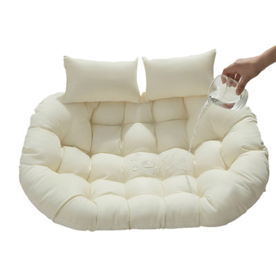59" X 39" Double Hanging Egg Chair Cushion, 6.3 Inch Thick Waterproof Seat Pad With Pillows For Patio & Garden