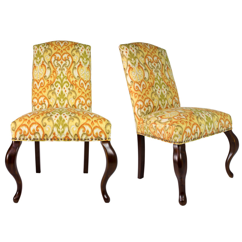 18'' H Tufted Linen Upholstered Walnut Dining Chair