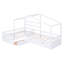 Lit plateforme simple avec 3 tiroirs de rangement - Lit simple en forme de L en bois massif, blanc-964927210