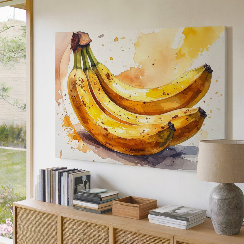 Toile murale Banana Bunch, aquarelle, fruits tropicaux, H 9 po x l 12 po