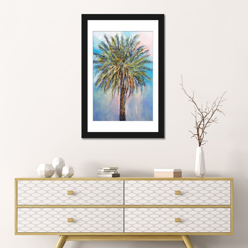 « palm », reproduction d’art sur toile, H 24 po x l 16 po x P 1 po, Papier d'art encadré noir, Blanc