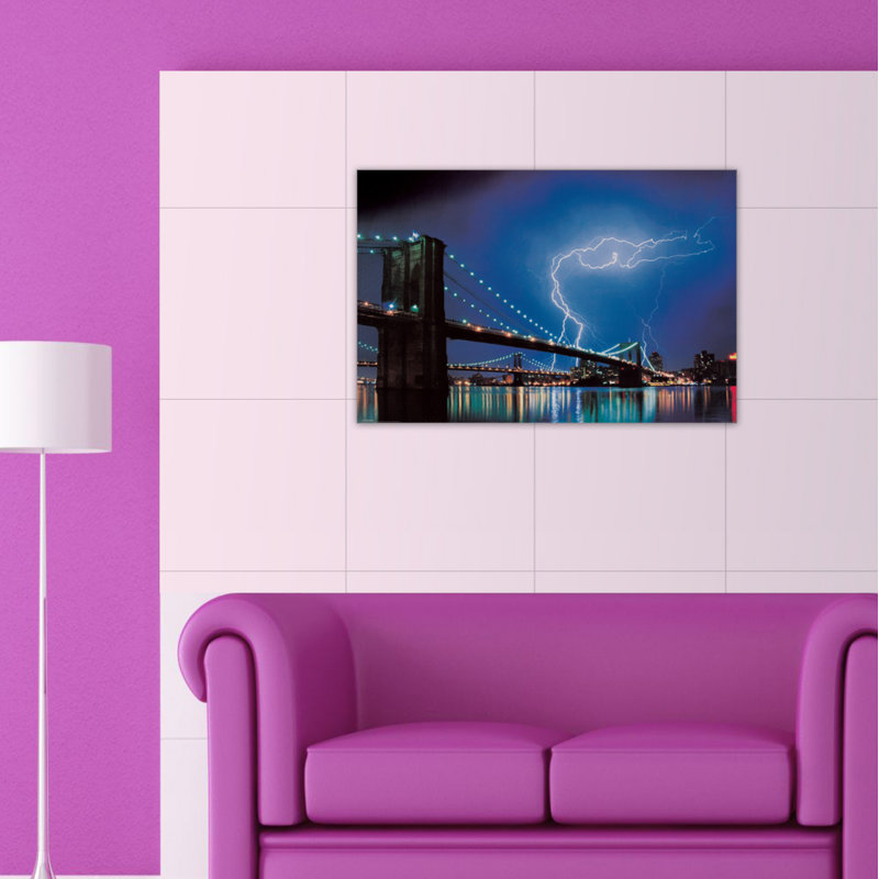 Brooklyn Bridge (Lightning) by Brooklyn - Single Picture Frame Print on MDF
