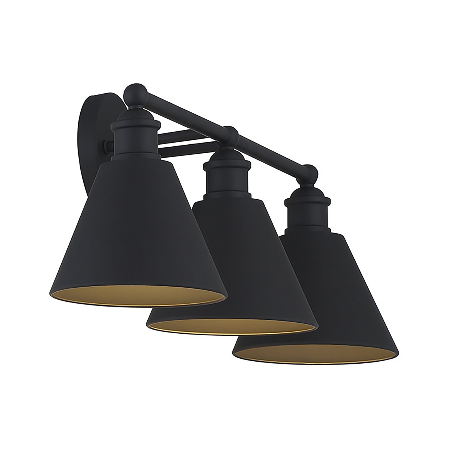 Rolandat 3-Light Dimmable Vanity Light, Matte Black