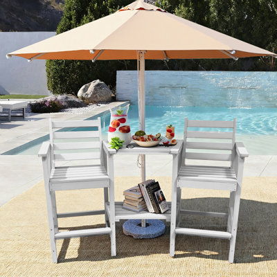 HDPE Tall Adirondack Chair Set with Removable Double Trays (Set of 2)