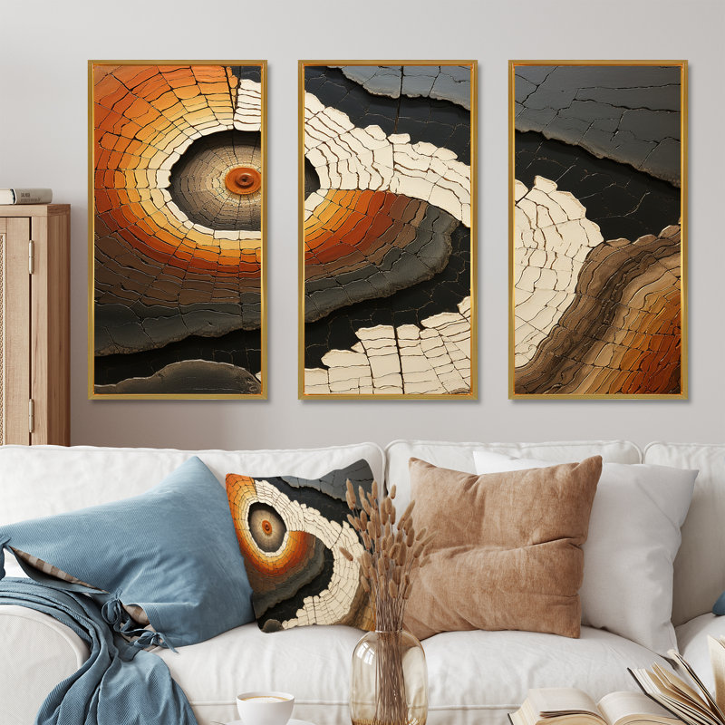 Beige Quartz Mystery Collage - Stone Geode Wall Art, Gold Floater Framed, 32" H x 48" W x 1" D
