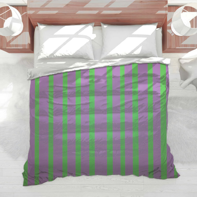 Édredon à rayures mauves et vertes, Simple extra long