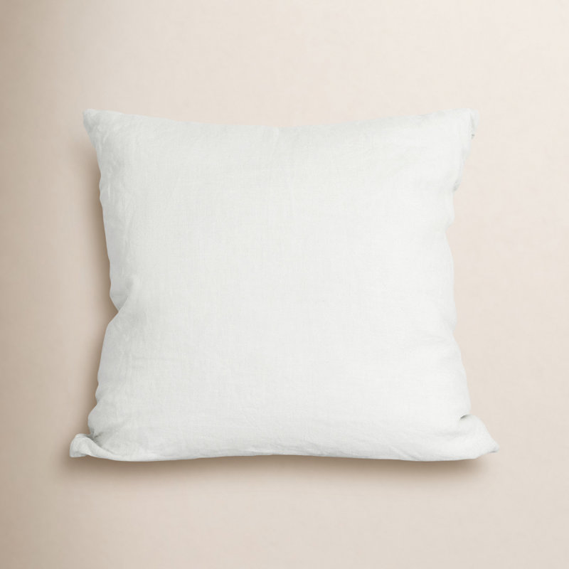 100% French Linen Knife Edge Accent Throw Pillow, Blanc
