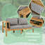 Ensemble de conversation modulaire 4 pièces en bois d'acacia avec coussins gris