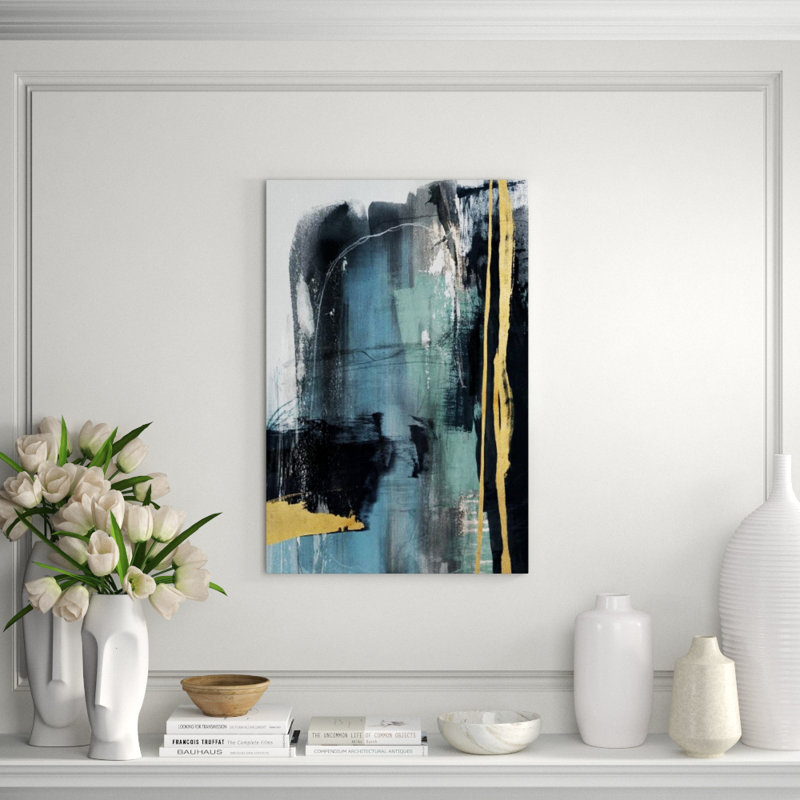 Into The Rain Painting by Mari Urasawa, Gilded Gold , 60" H x 40" W x 1.5" D