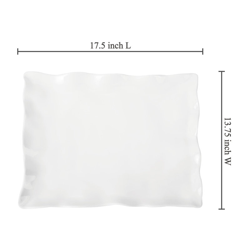 2-Piece White 17 1/2" Melamine Serving Tray