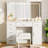 Vanity with Chair and Mirror and 7 Drawers Storage, Black Makeup Vanity Desk with Lights, Charging Station, Vanitys Set with 3 Light Mode and Brightness Adjusted, Make Up Table with Hairdryer Holder