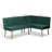 Zephyr 2-Piece Dining Nook Banquette Set In Green Upholstery, 31.93''H X 69.62''W X 52.21''D-1534821472