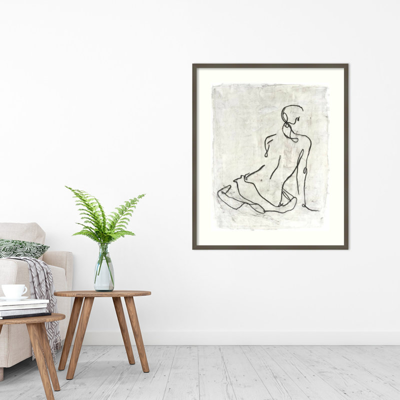«Embellished Gestural Contour I (Nude)» par Ethan Harper - reproduction de cadre photo sur papier, H 20 po x l 17 po