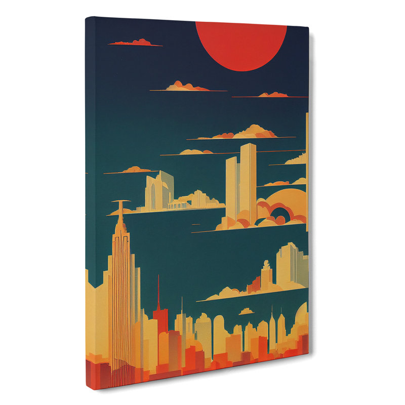 A City Skyline Sunset No.4 - Wrapped Canvas, 60cm H x 40cm W