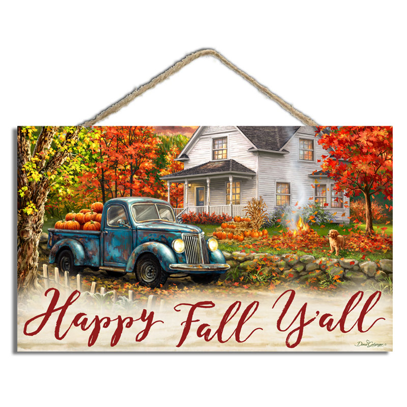 Panneau «Happy Fall Yall» en bois avec support à corde