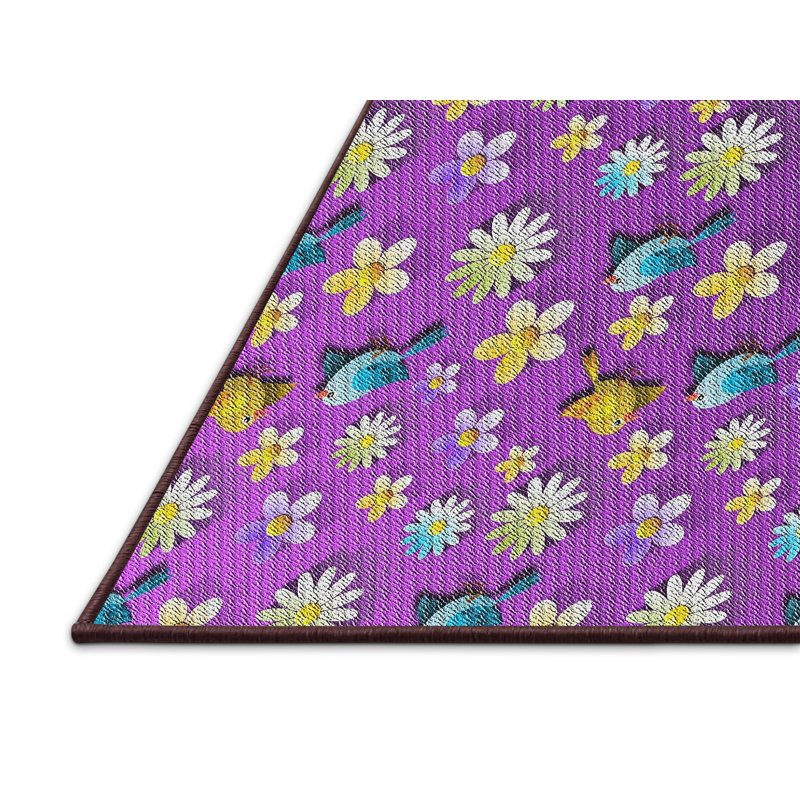 Tapis mauve à motif floral, Rectangle 2 pi x 3 pi