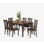 Ensemble de salle à manger 7 pièces avec table rectangulaire, table en cerisier de 78 pouces avec rallonge, 6 chaises à dossier quadrillé, sièges rembourrés noirs, style transitionnel