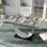 Bagdai Rectangular Glass Top with Stainless Steel Base Dining Table
