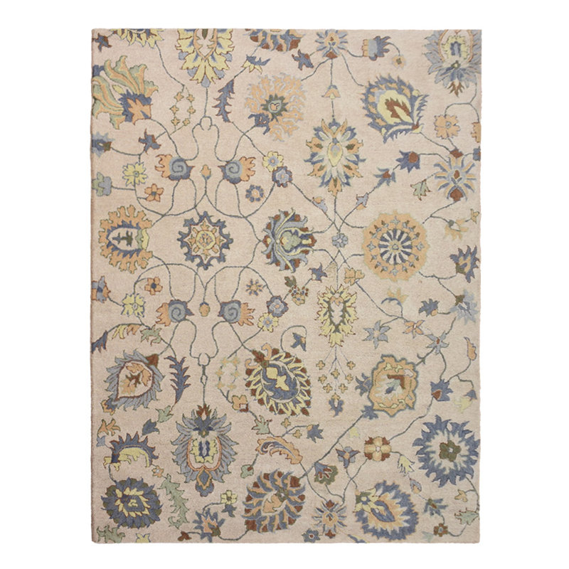 Gudmestad Hand Tufted Wool Eco-Friendly Area Rugs - Rectangle, Cream Color, Floral Modern Design, High Pile Thick Handmade Anti Skid Area Rugs for Living Room, Bed Room
