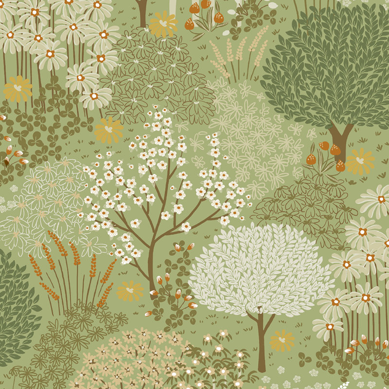 Fable Mustard Wallpaper, Green