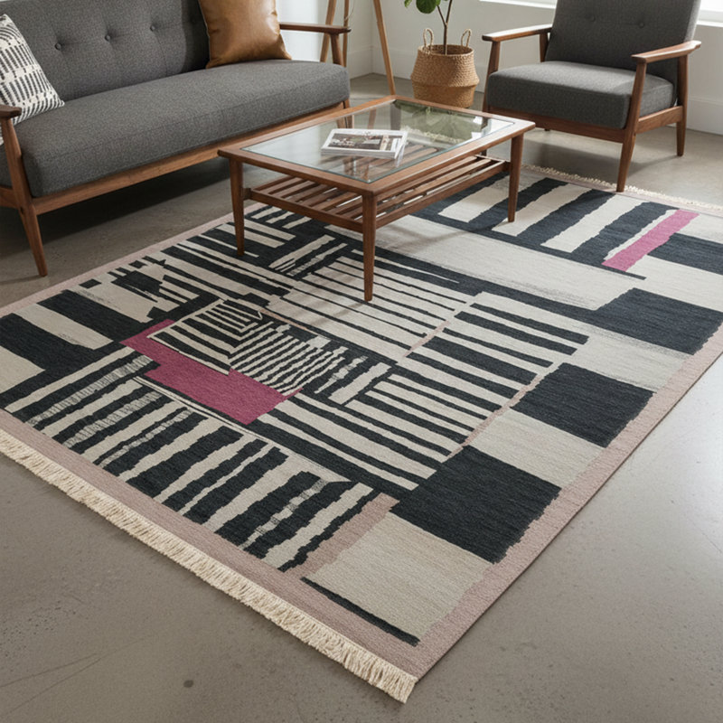 Tapis noir et blanc Artisan Weavers