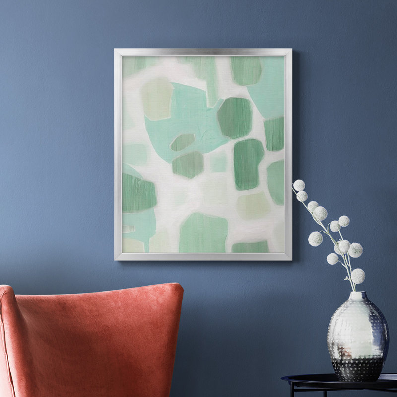 River Shapes II - Toile encadrée de qualité supérieure - prête à être accrochée, H 24 po x l 20 po, Argent