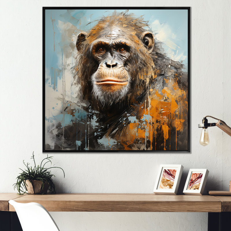 Orang-outan orang-outan, Cadre flottant noir, H 36 po x l 36 po x P 1,5 po