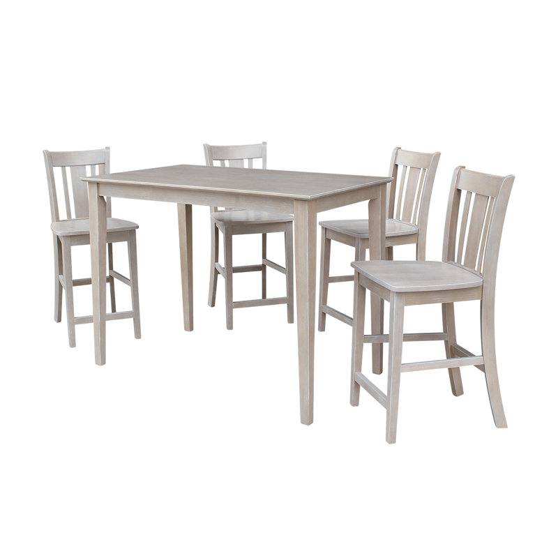 Calvina 4 - Person Solid Wood Solid Wood Top Four Leg Dining Set, Washed Gray Taupe