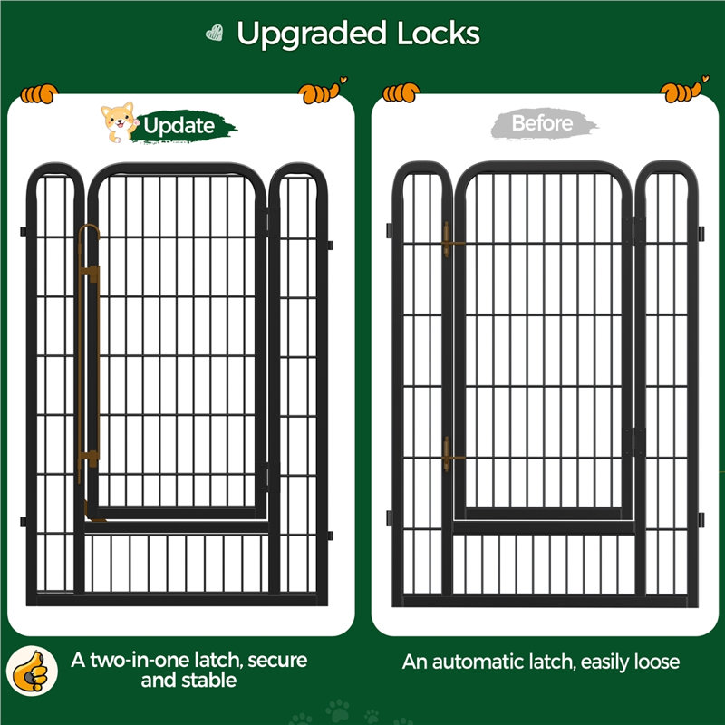 8 Panel Metal Exercise Pen With Door, 39.5" H x 27" W x 0.60" D