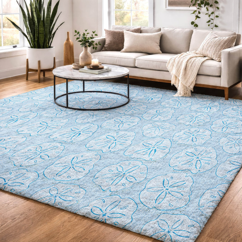 Tapis à poils longs de qualité supérieure lavable à la machine ADS189, Bleu, 10 pi x 14 pi