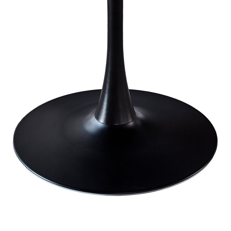 42.1" Round Mid-Century Modern Tulip Dining Table with MDF Top for 4-6 People, Black, Black