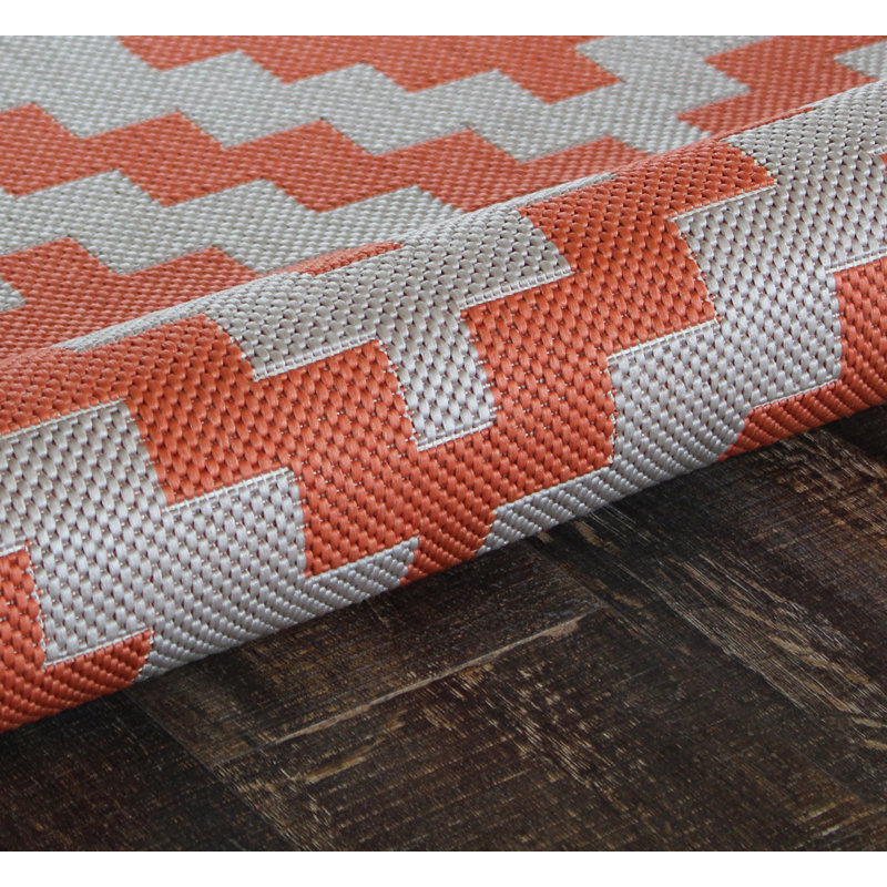 Tapis intérieur / extérieur orange Bellago, Rectangle 6 pi x 9 pi