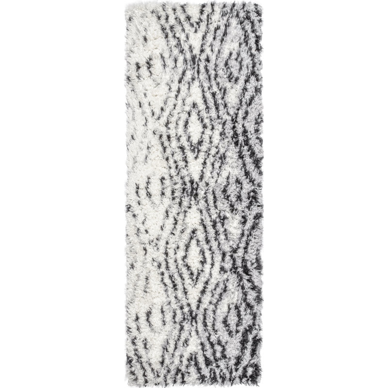 Tapis beige à motif géométrique Enrisma, Tapis de couloir 2 pi 8 po x 8 pi