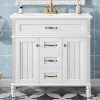 Bathroom Vanity With Sink Combo, Soft Close Doors And 2 Storage Drawers
