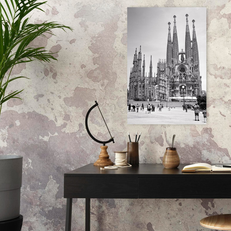 1950s THE GREAT UNFINISHED GOTHIC MODERNISME CATHEDRAL OF THE SAGRADA FAMILIA By ARCHITECT ANTONI GAUDI BARCELONA SPAIN by C P May - Wrapped Canvas Print