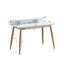 Bureau Mid-Century moderne gris avec - 3 casiers ouverts, pieds en bois évasés, 43 po x 23,6 po x 34,4 43 po x 23,6 po 34,4