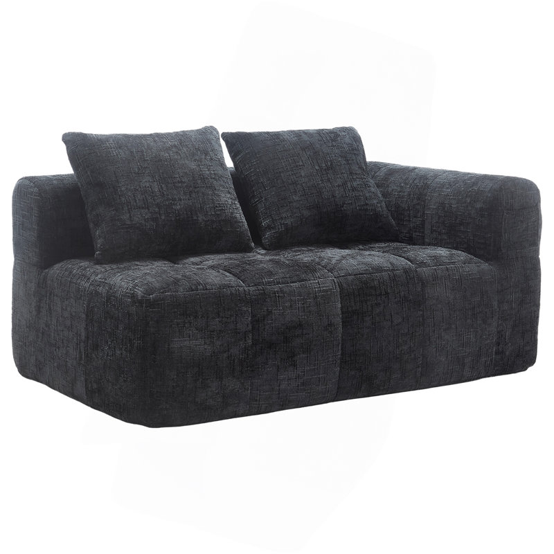 Canapé en chenille, canapé-lit modulaire minimaliste pour salon, salon et chambre à coucher, Noir