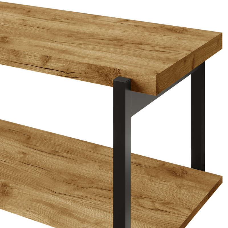 Console de meuble télé en métal, Chêne clair