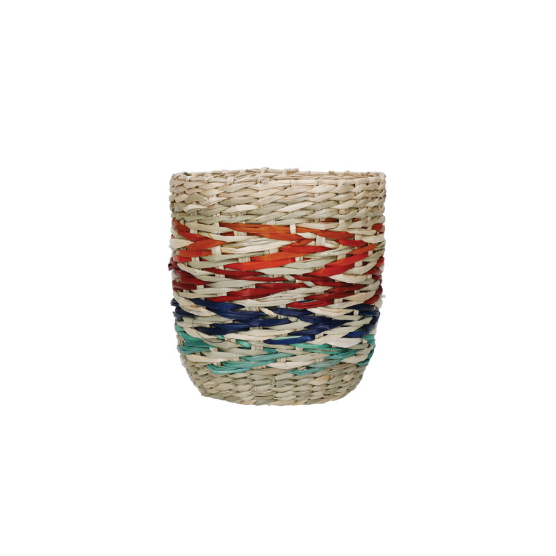 KitchenCraft Seagrass Plant Basket, Rainbow Striped Design