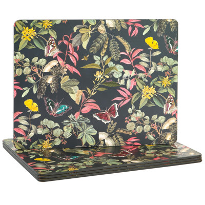 Wood Floral Rectangle Placemat