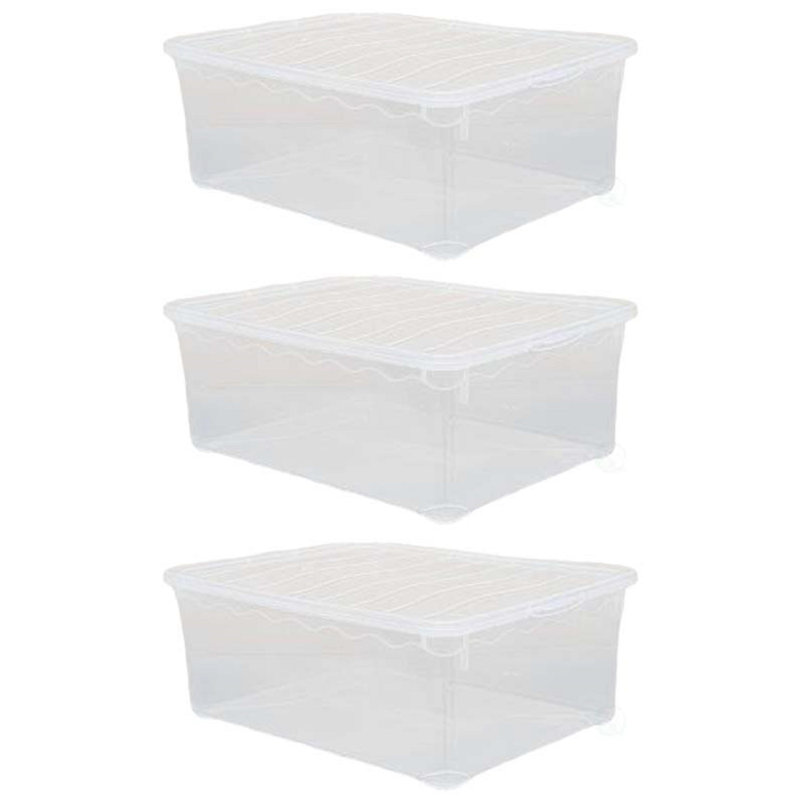Plastic Storage Container, Shoe Box, Set Of 3
