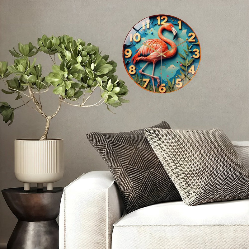 Horloge murale flamant rose 12 po