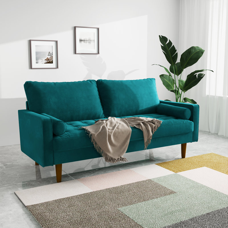 Mauck Modern Sofa,70 Inch Velvet Couch for Living Room,Spring Cushions,Solid Wood Frame,Easy Assembly for Small Spaces