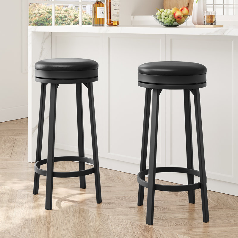 Swivel Counter Stool, 2, Black/Black