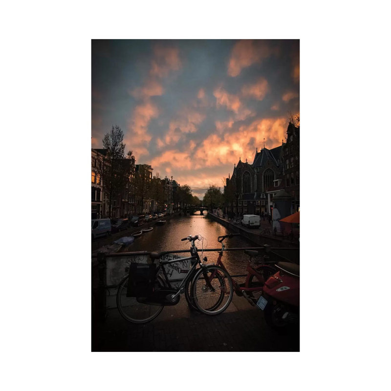 Sunset In Amsterdam by Enzo Romano - Print on Canvas, 66.04cm H x 45.72cm W x 3.81cm D, Wrapped Canvas