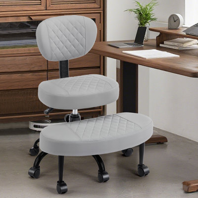 Ergonomic Office Chair with Adjustable Footrest for Cross-Legged Sitting, Desk Chair with Wheels for Home Office, Meditation & ADHD Focus