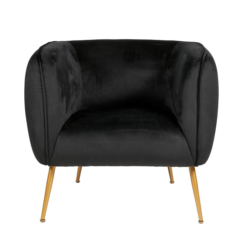 Krol Velvet Barrel Chair, Black