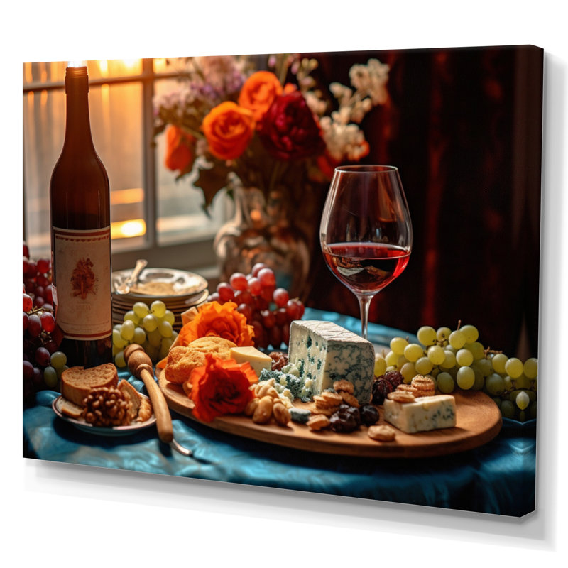 «Gourmet Wine And Cheese Perfection II», reproduction sur toile, H 12 po x l 20 po x P 1 po, Toile tendue