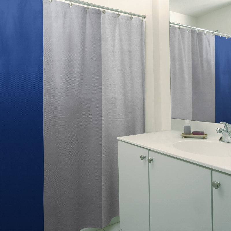 Rideau de douche simple Minnesota, Bleu royal / gris / blanc, Non