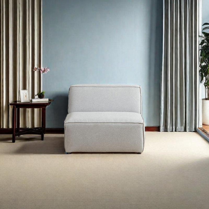 Chaise longue de détente moderne et simple de 35,43 po de largeur, Blanc cassé